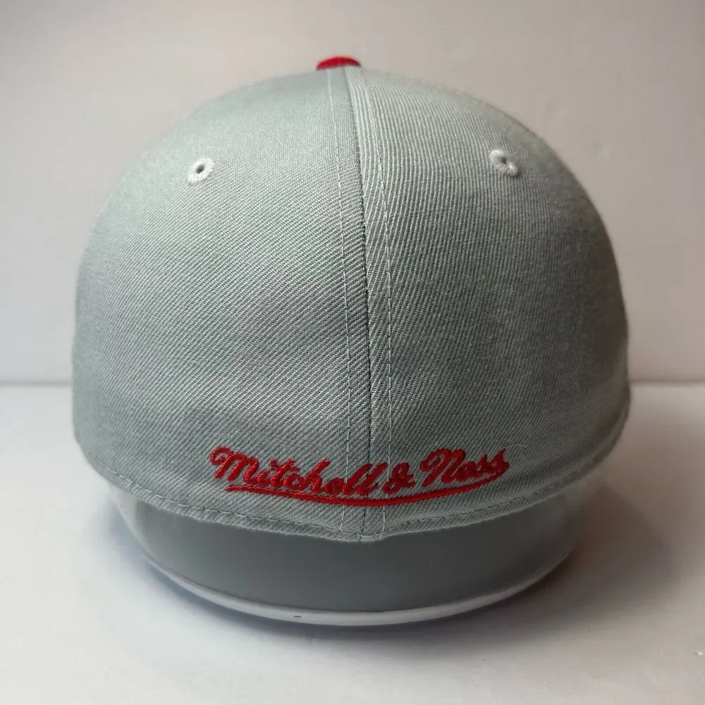 Atlanta Hawks Mitchell & Ness Cap Hat 7‎ 1/2 Gray Red Wool Hardwood Classics